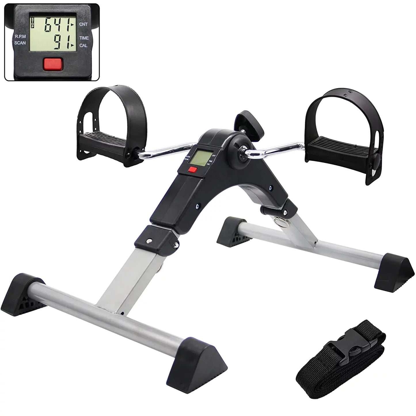 Exercise Bike with Electronic Display for Workout Recovery Machine Folding Pedal Exerciser Black