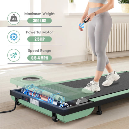 0.5-4MPH Walking Pad 300Lb,Under Desk Treadmill with Remote Control & LED Display,2 in 1 Portable Walking Pad Treadmill for Home/Office/Exercise(Green)