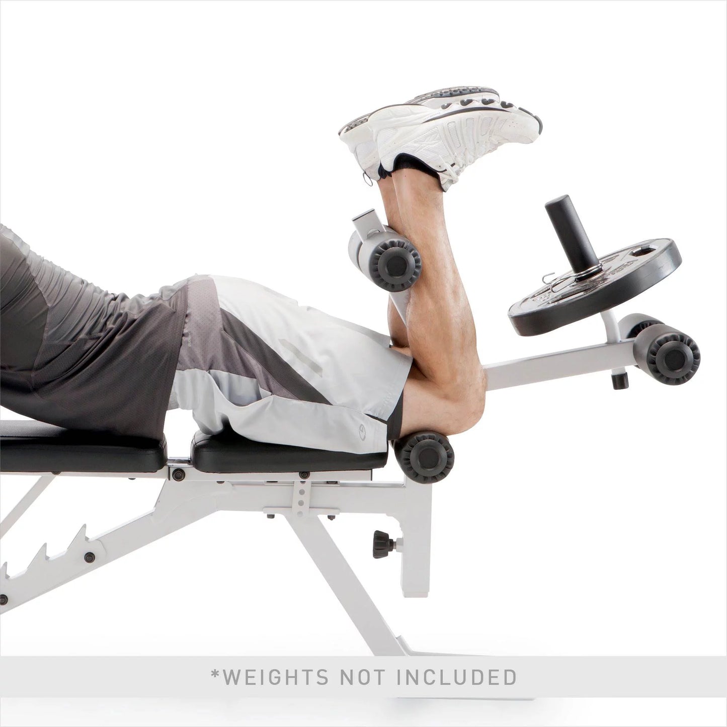 Foldable and Adjustable Weight Bench with Leg Extension, White/Black