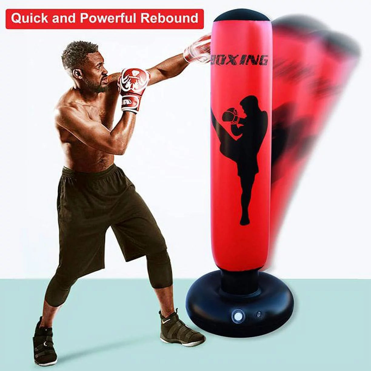 Punching Bag, Freestanding Kickboxing Heavy Standing Punching Boxing Bag, with Stand, for Adults, Men and Women, Teens and Youth, at Home, Gym or Office