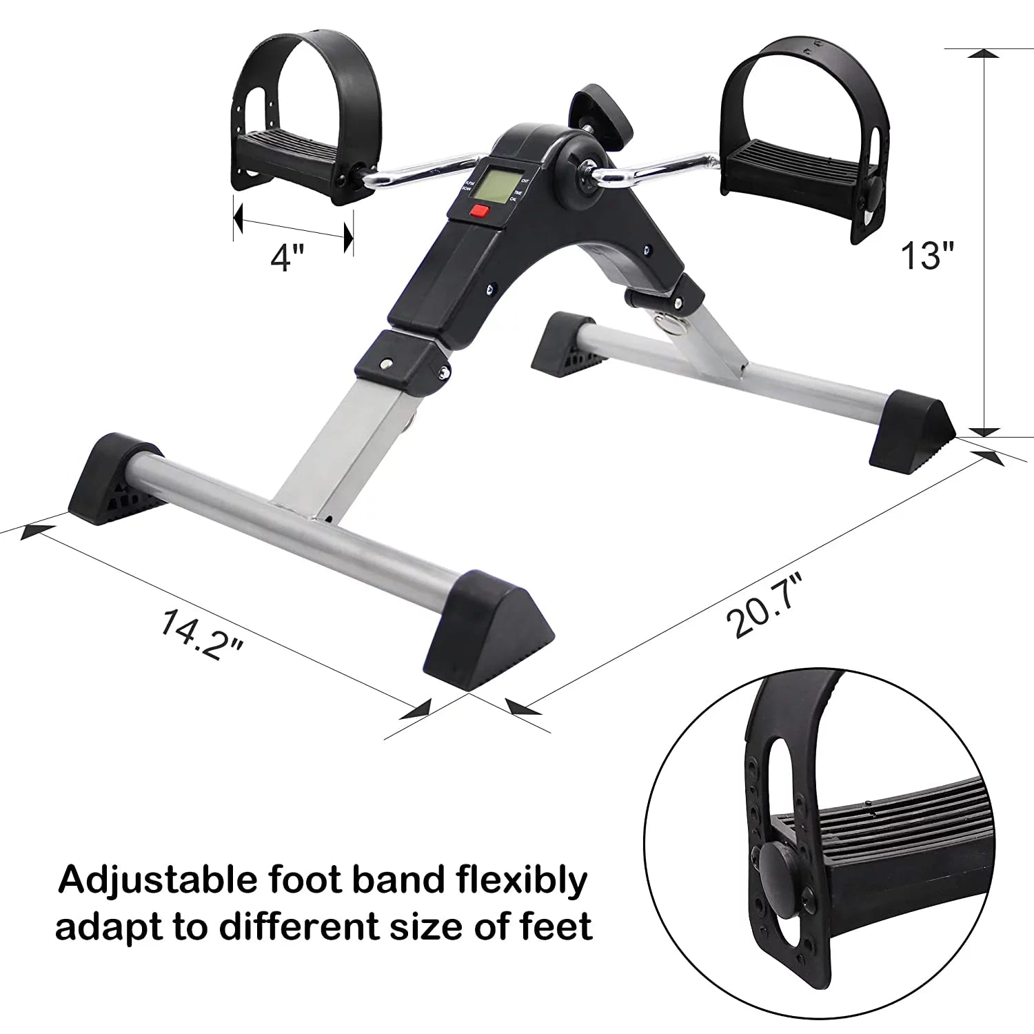 Exercise Bike with Electronic Display for Workout Recovery Machine Folding Pedal Exerciser Black