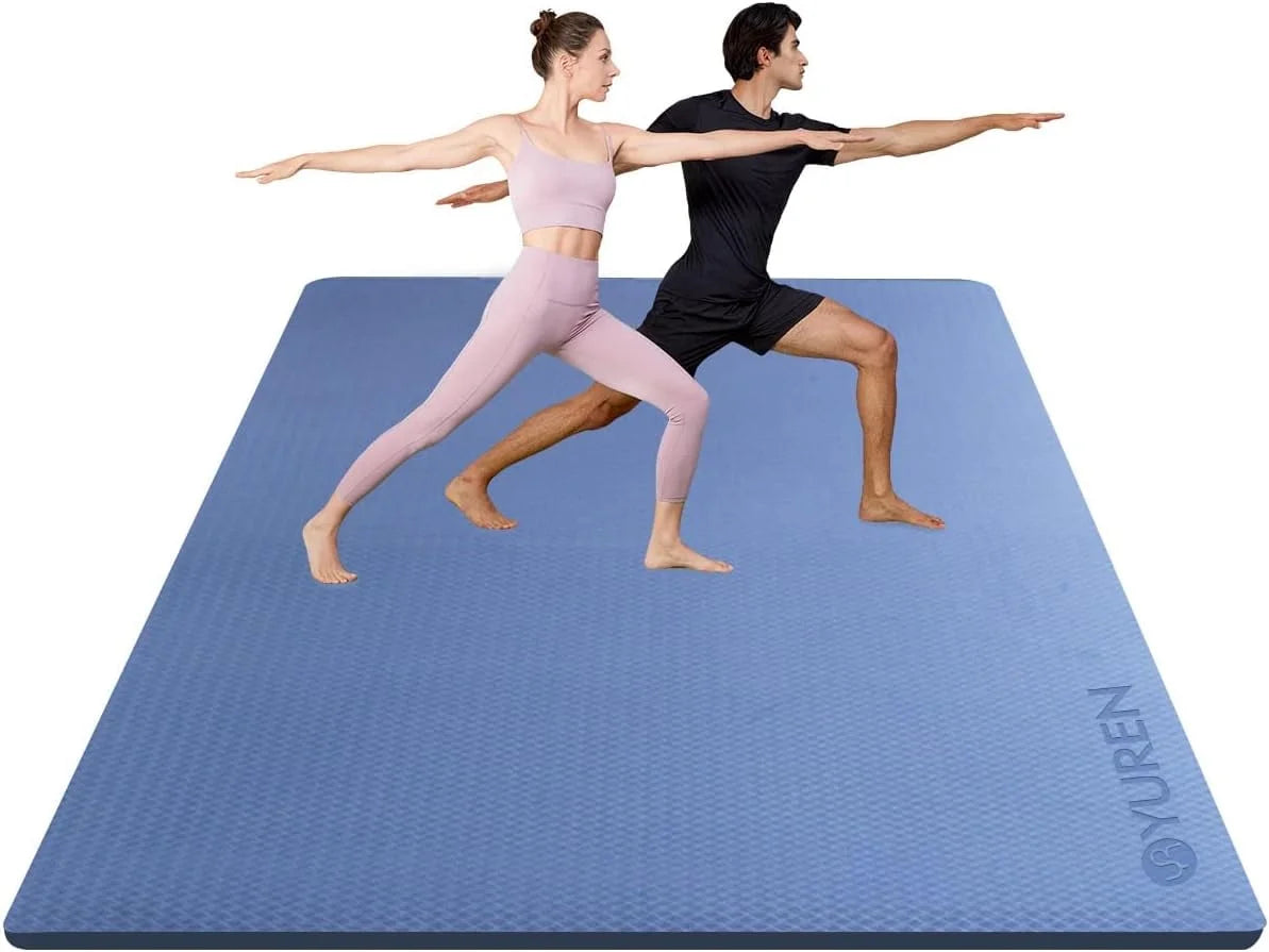 Large Exercise Mat 1/2" Thick TPE Foam 78"X51" Yoga Cardio Heavy Duty Workout Floor Gymnastic Mat Blue